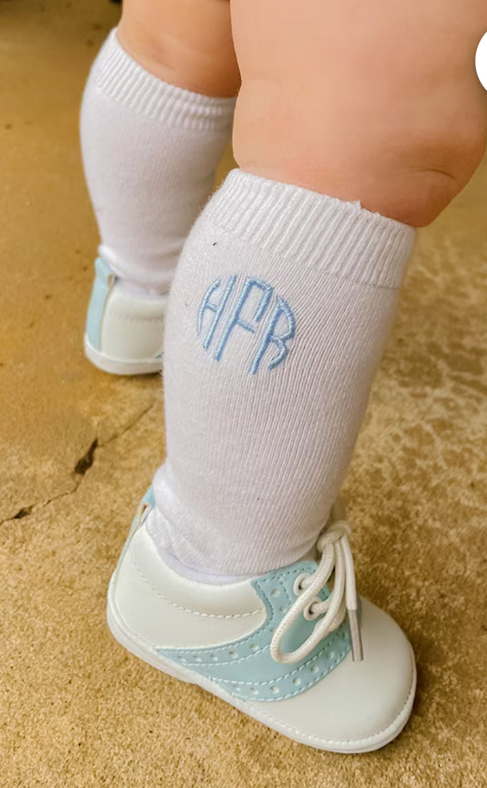 Monogrammed Knee High Cotton Socks