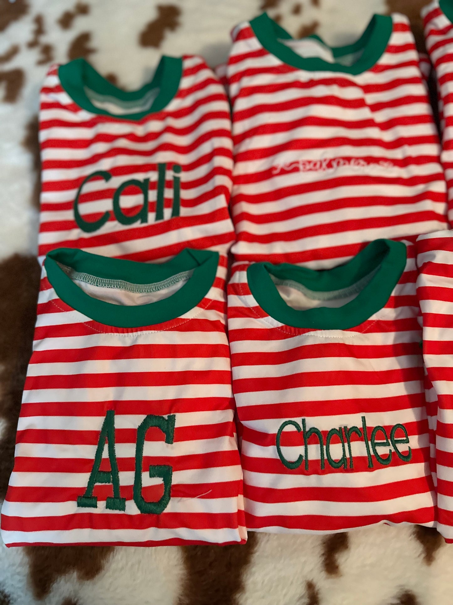 Striped Embroidered Christmas Pajamas
