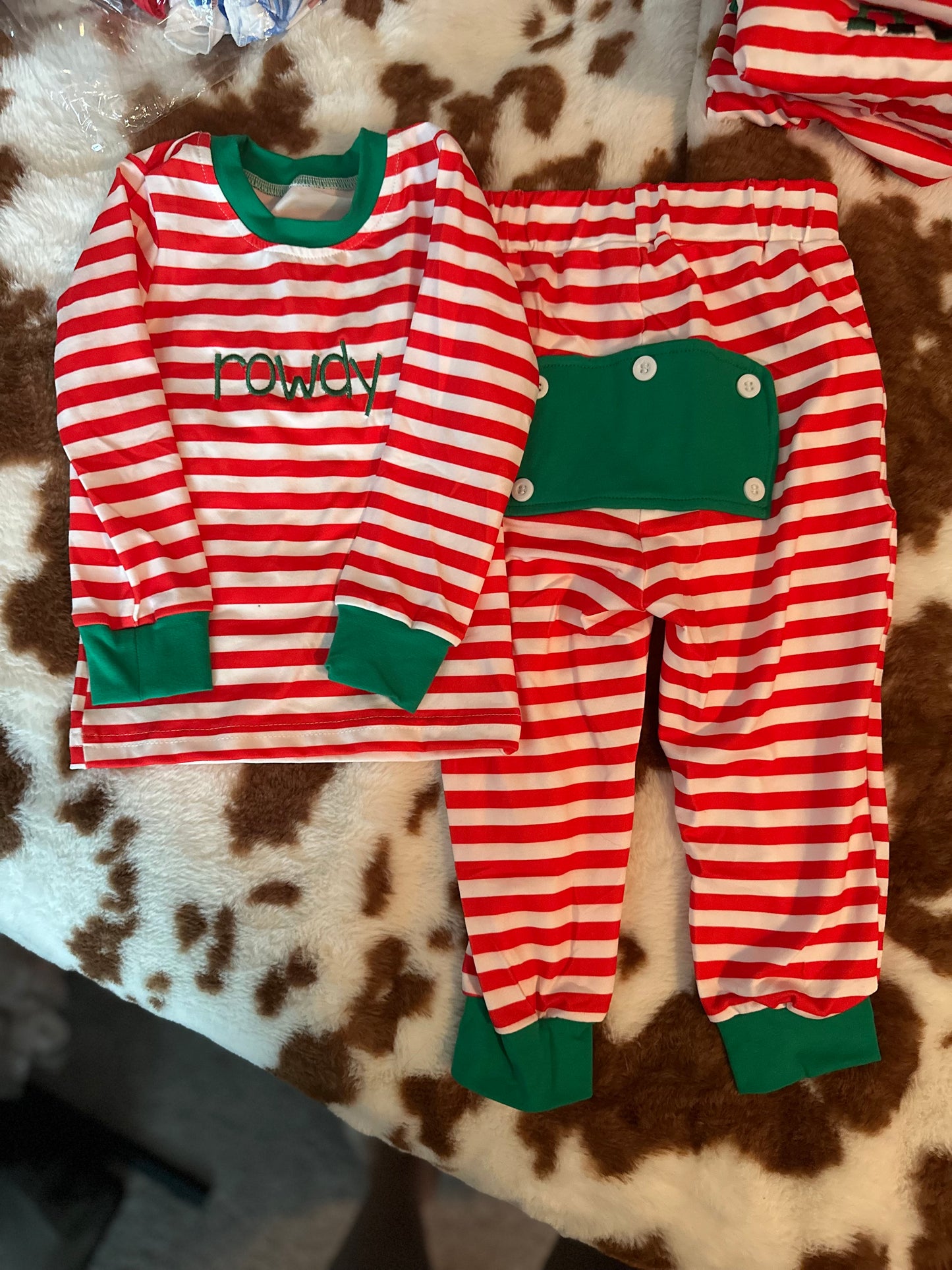 Striped Embroidered Christmas Pajamas