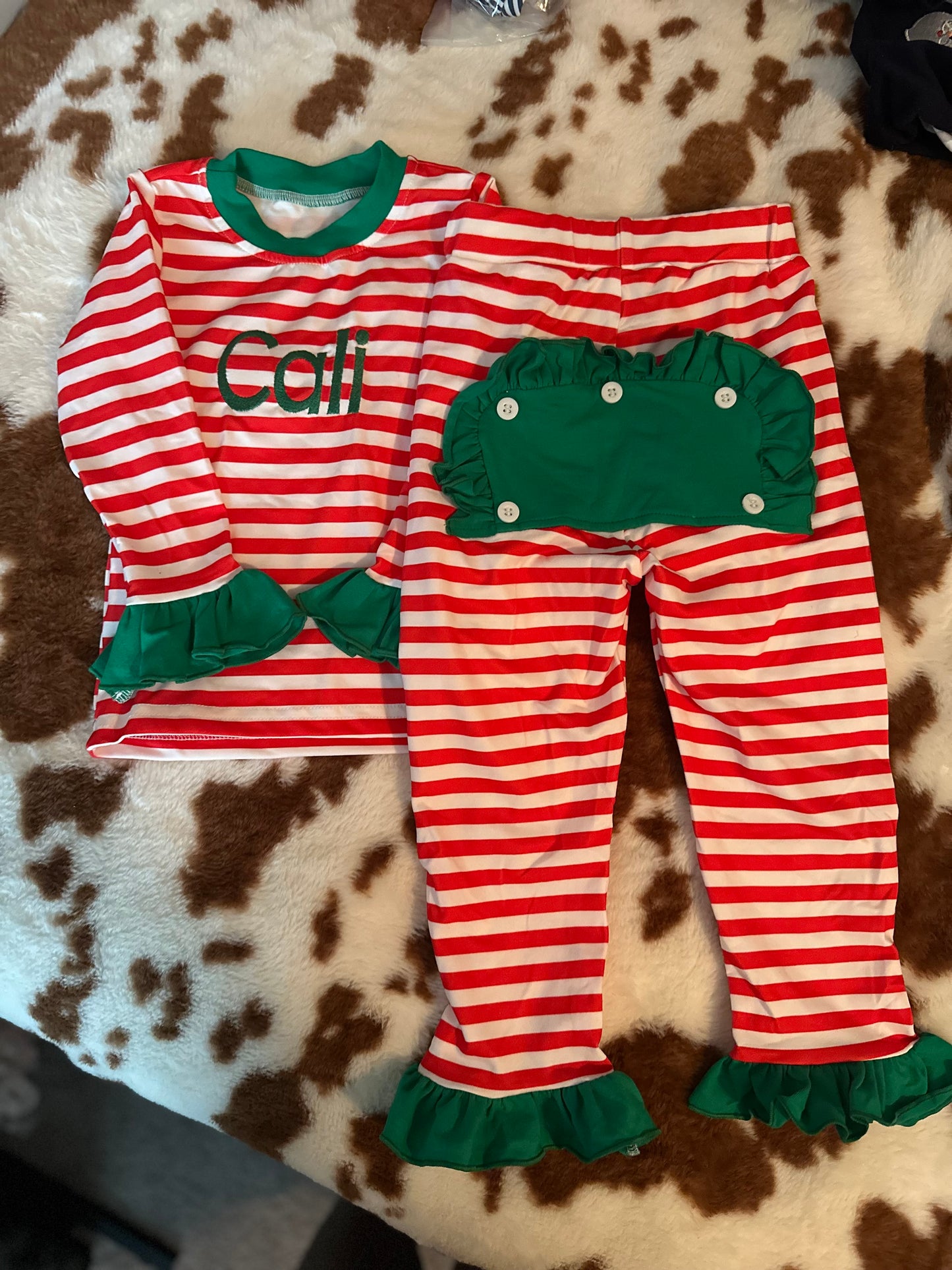 Striped Embroidered Christmas Pajamas
