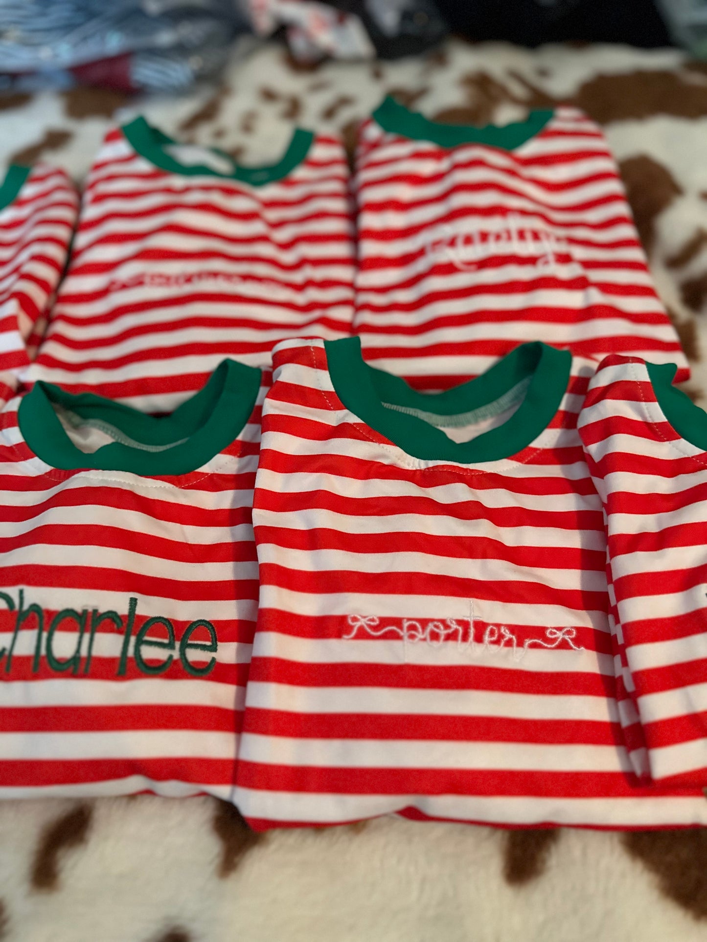 Striped Embroidered Christmas Pajamas