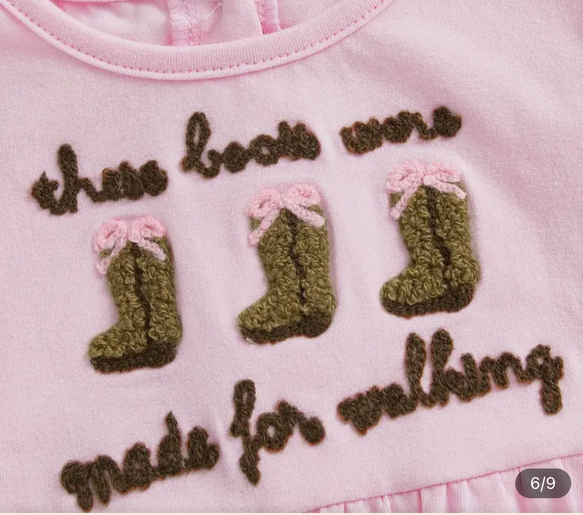 Pink Cowboy Boots Bubble Romper