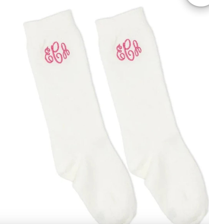 Monogrammed Knee High Cotton Socks