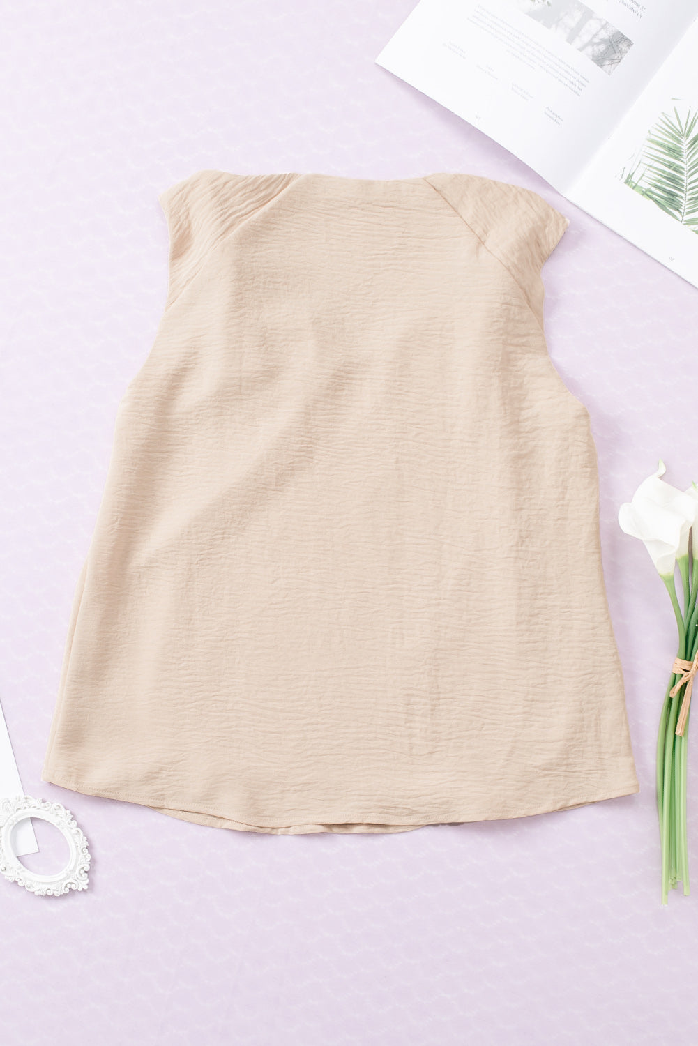Black V Neck Knotted Shoulder Sleeveless Shirt