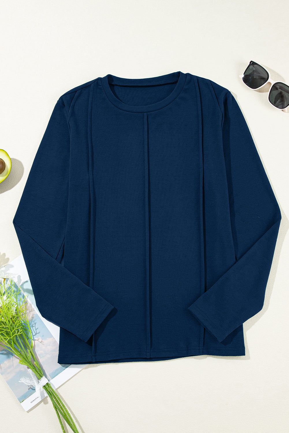 Navy Crew Neck Top