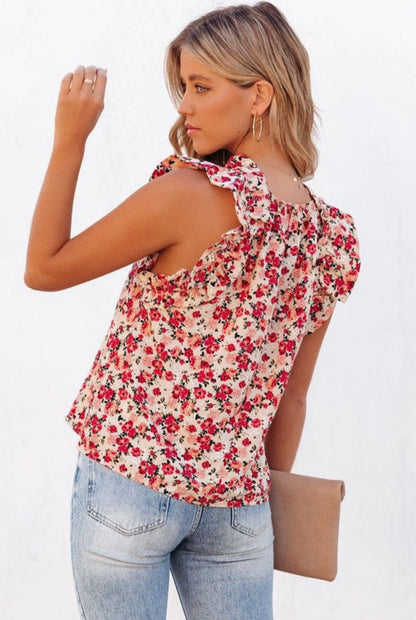 Boho Ruffled Floral Print Top