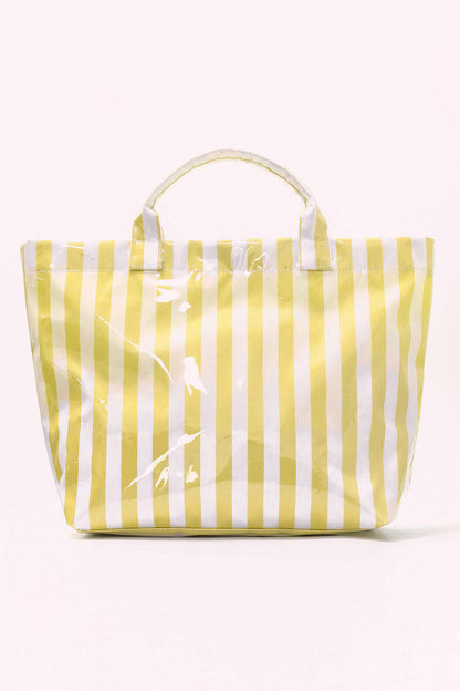 Rainbow Glossy Striped Vinyl Large Tote Bag