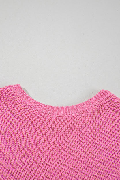 Jet Stream Solid Color Side Slits Sweater Tee
