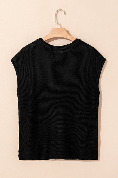 Jet Stream Solid Color Side Slits Sweater Tee