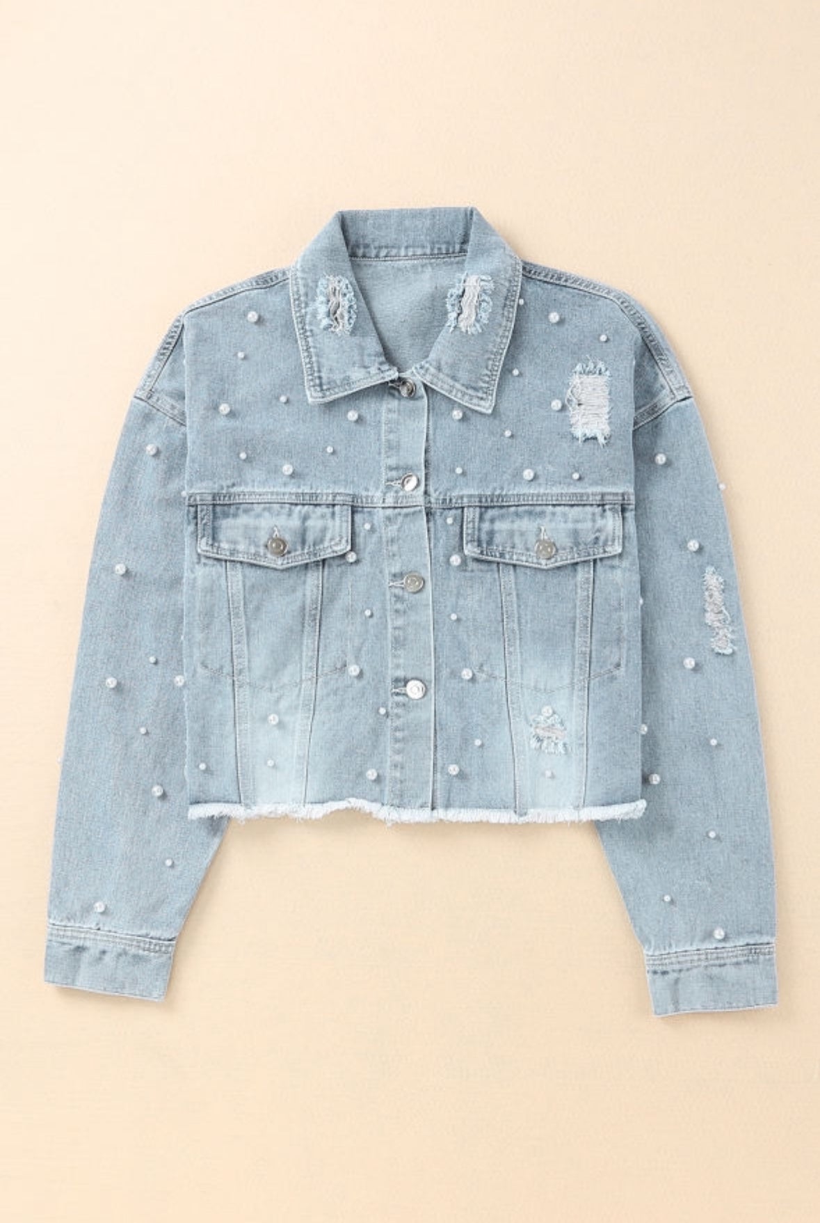 Pearl Cropped Denim Jacket