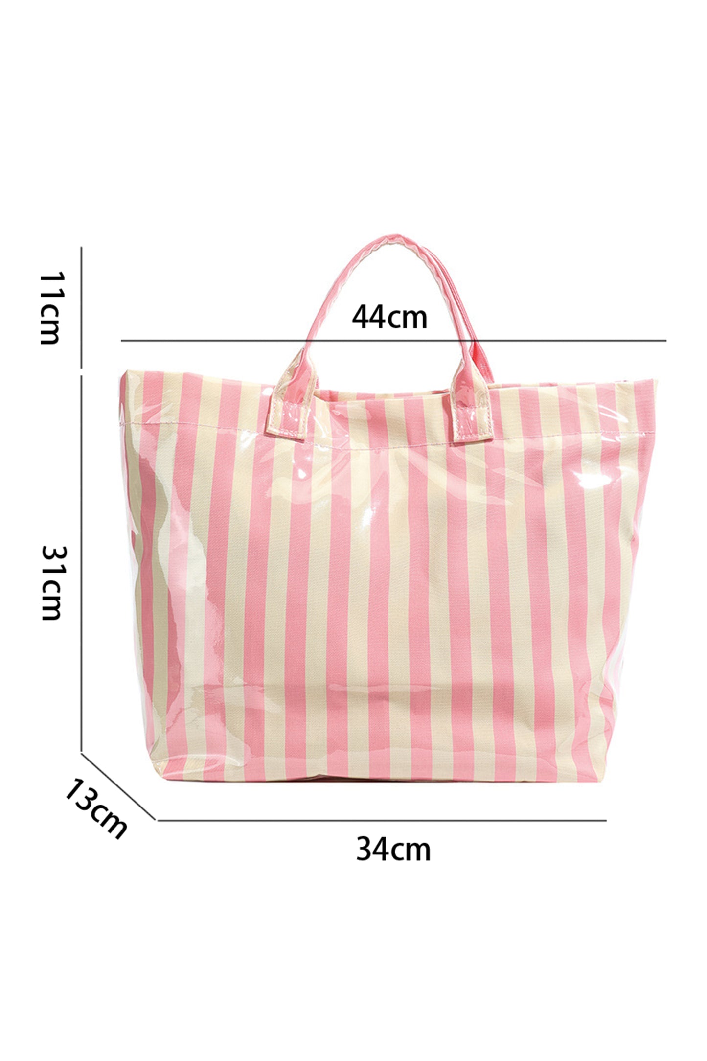 Rainbow Glossy Striped Vinyl Large Tote Bag