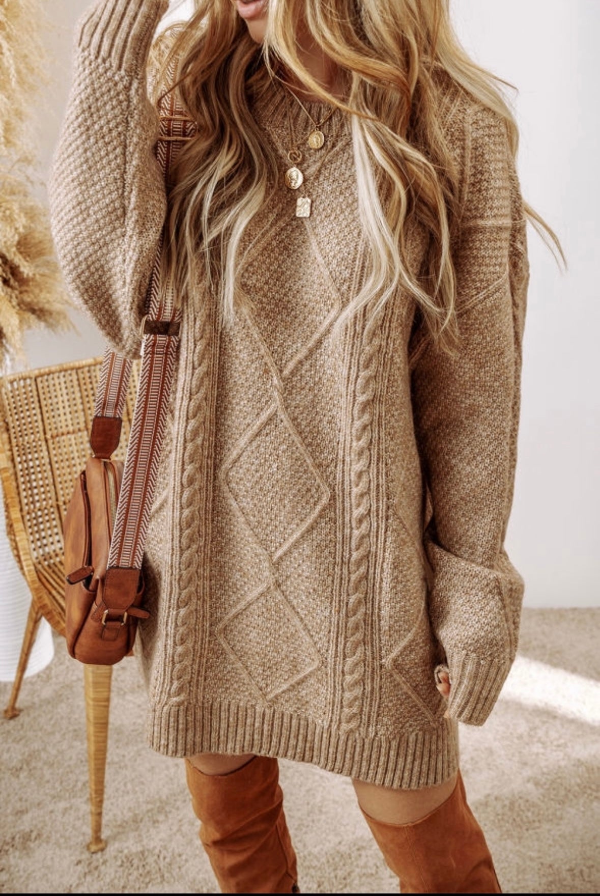 Cable Knit Sweater Dress