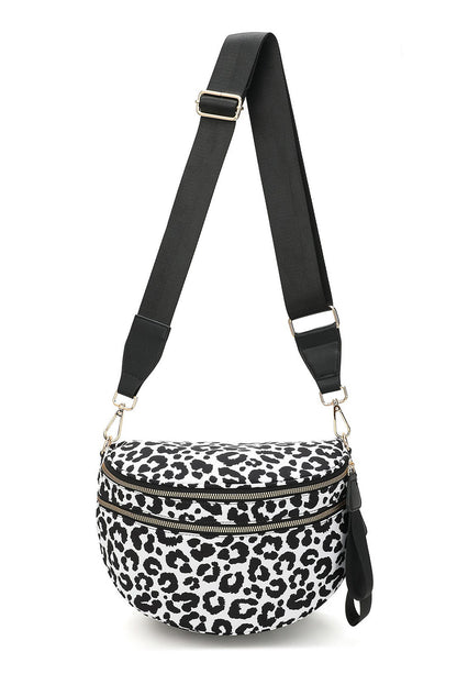 Pink Checkered Print Wide Strap Large Crossbody Bag