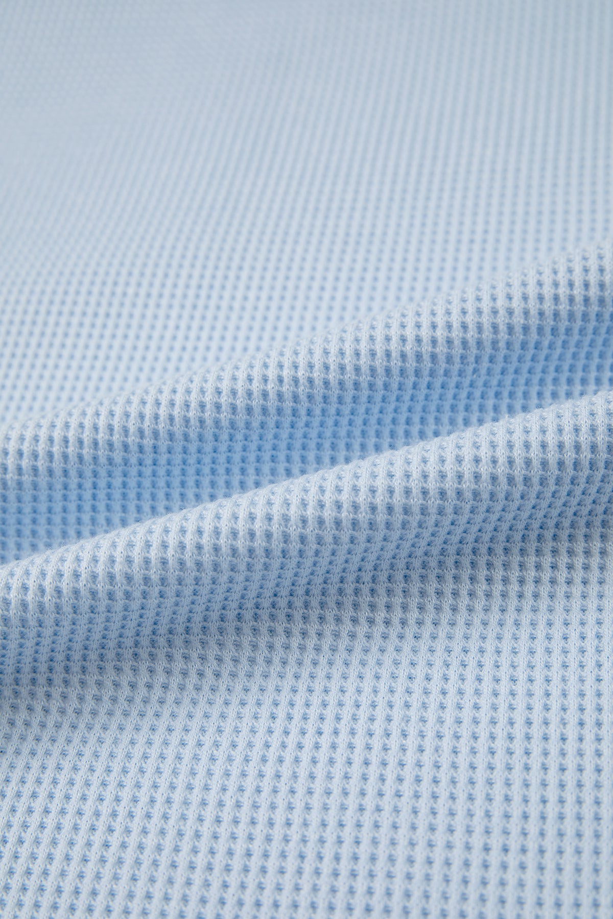 Light Blue Solid Color Raw Seam Waffled Patchwork Casual T Shirt