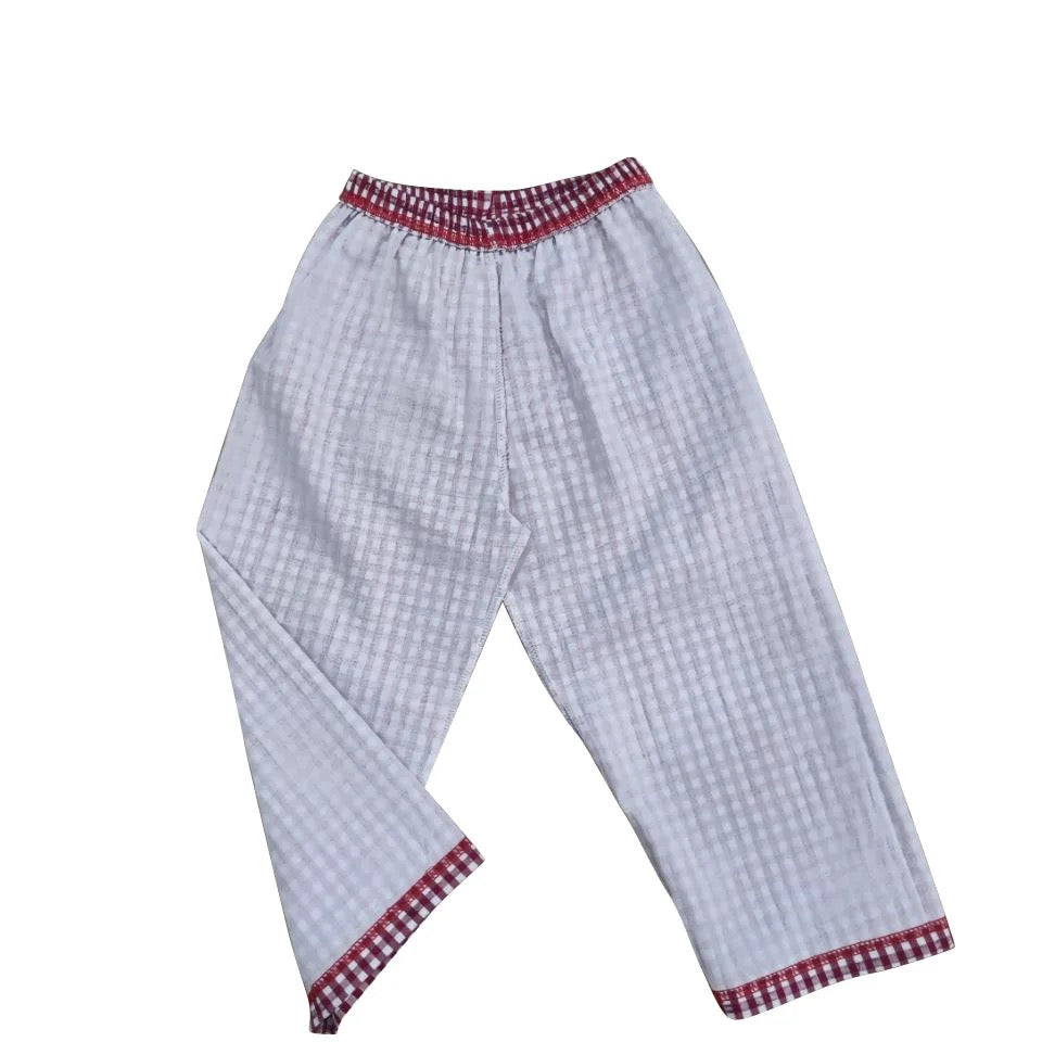 Gingham Knit Cotton Pants