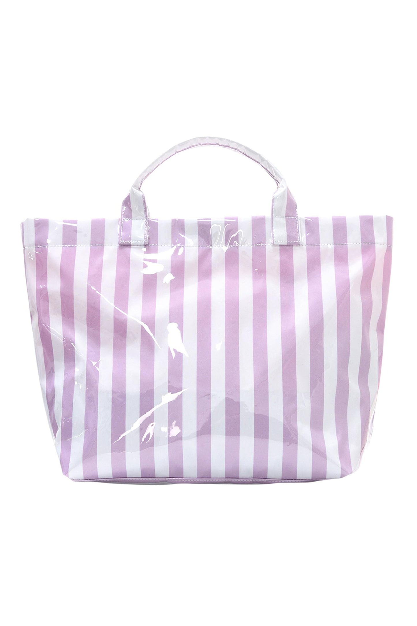 Rainbow Glossy Striped Vinyl Large Tote Bag