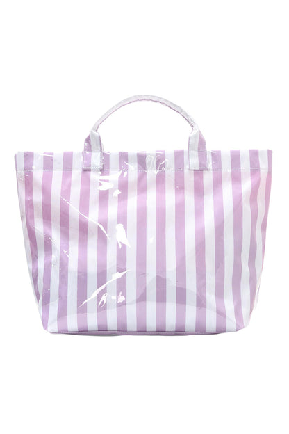 Rainbow Glossy Striped Vinyl Large Tote Bag