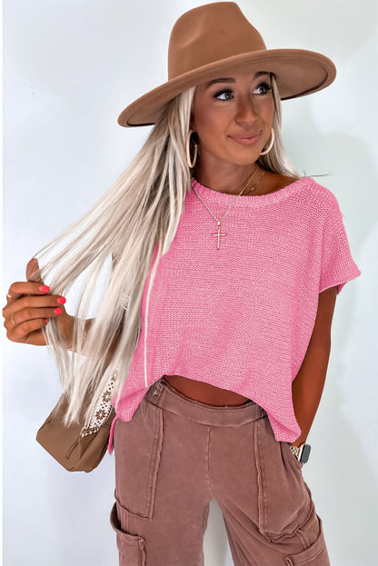 Jet Stream Solid Color Side Slits Sweater Tee