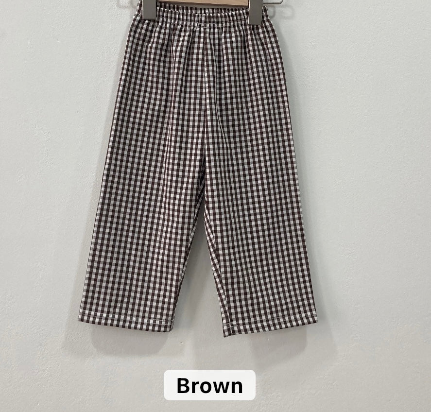 Gingham Knit Cotton Pants