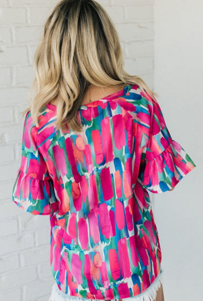 Abstract Brushwork Blouse