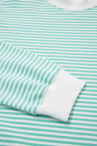 Pink Stripe Oversize Mock Neck Sweatshirt and Shorts Set