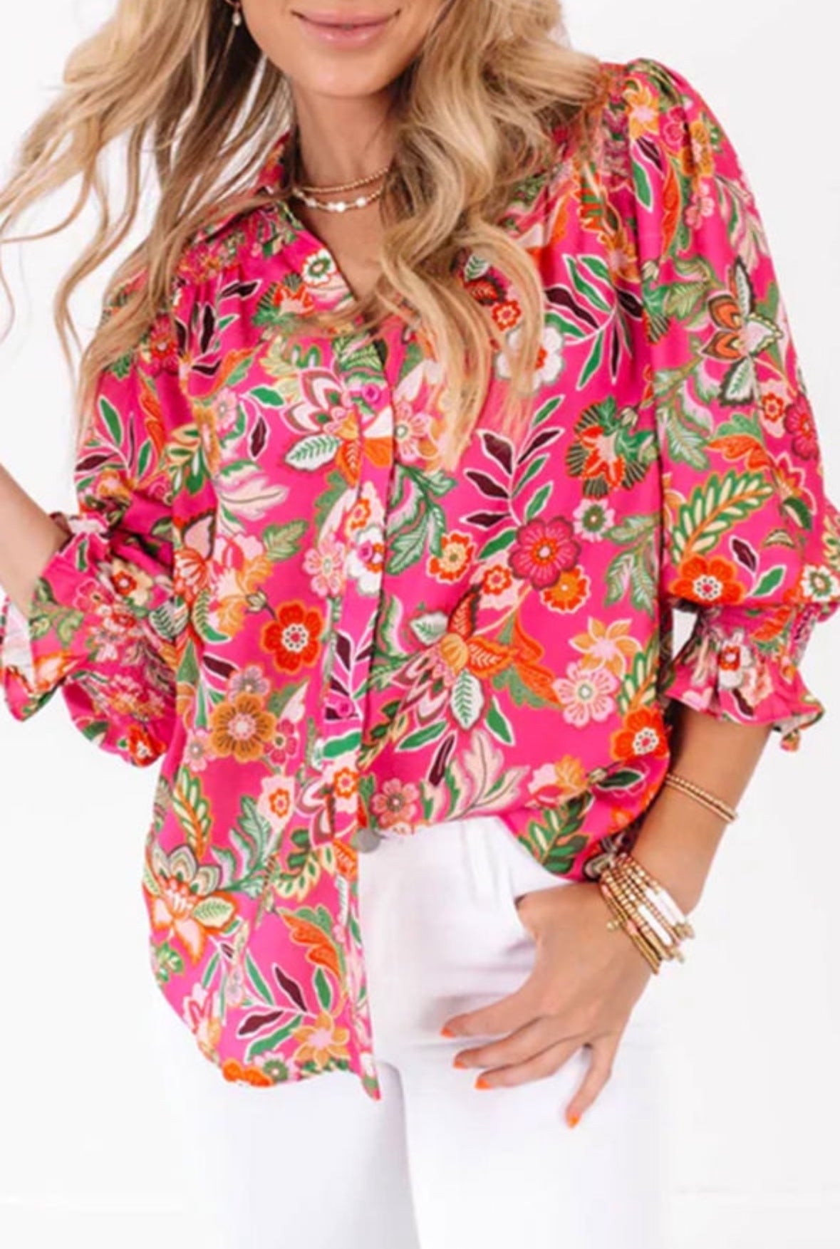 Boho Floral Shirred Blouse Collection