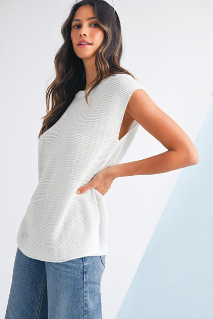 Jet Stream Solid Color Side Slits Sweater Tee