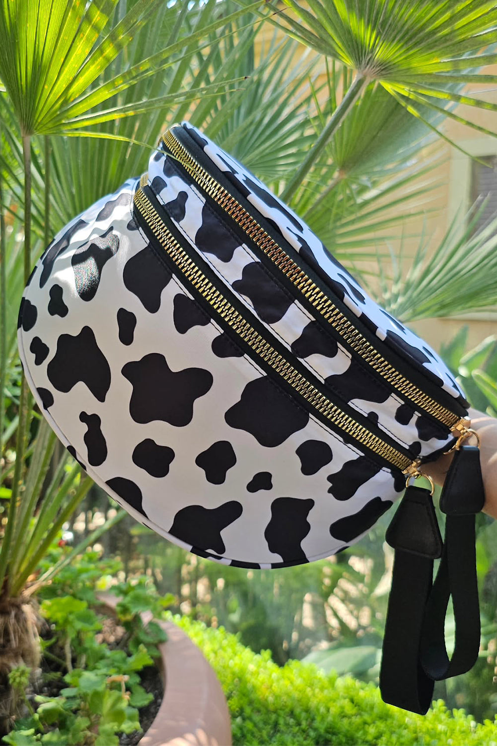 Pink Checkered Print Wide Strap Large Crossbody Bag