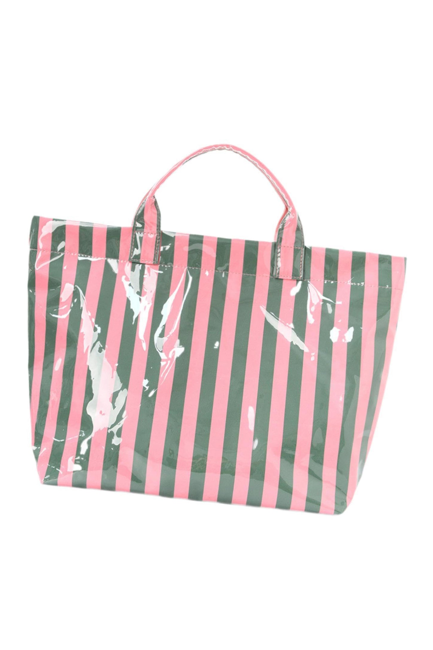Rainbow Glossy Striped Vinyl Large Tote Bag