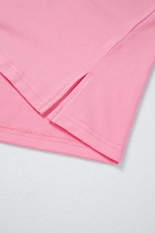 Bonbon Solid Color V Neck Short Puff Sleeve Blouse