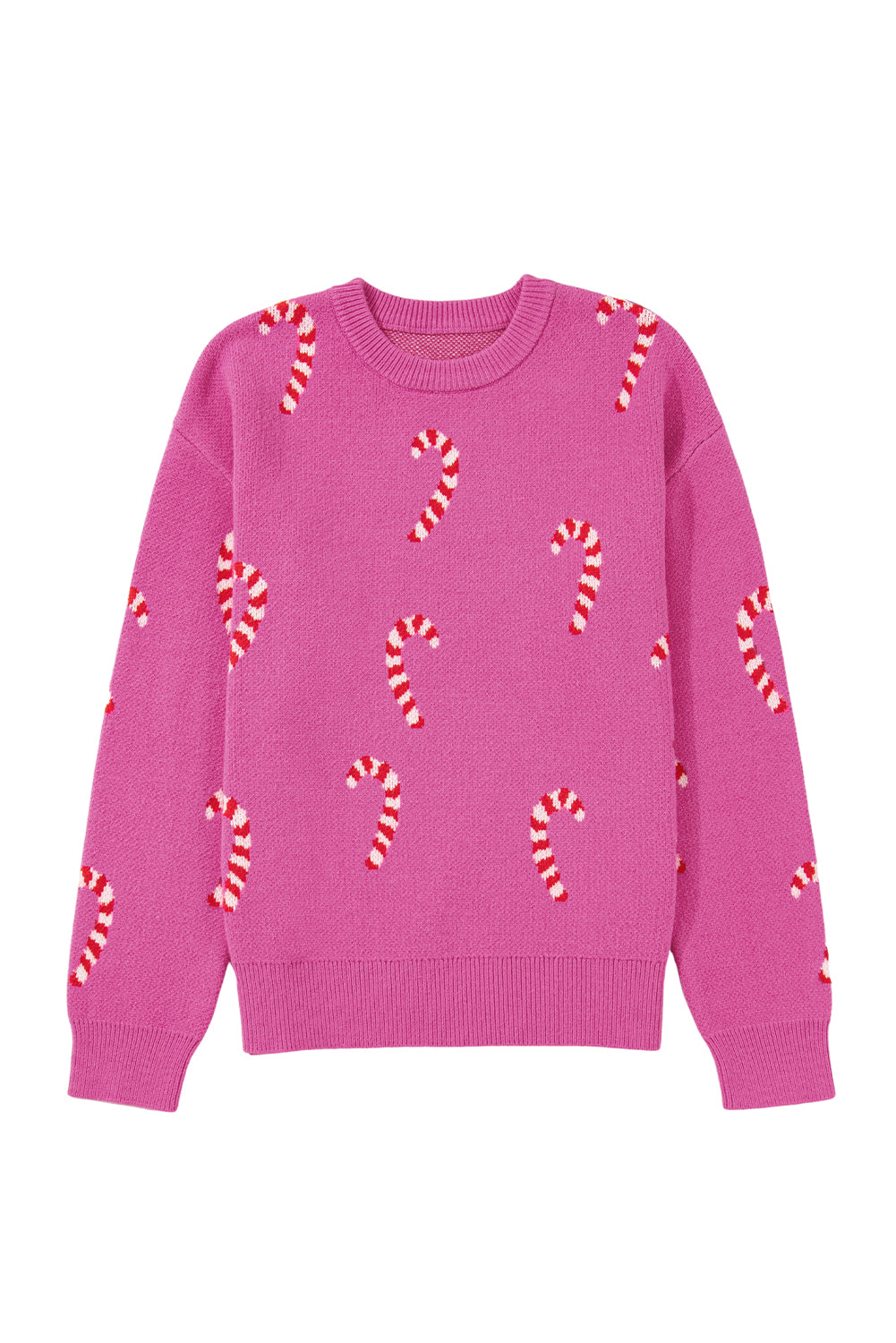 Sachet Pink Christmas Candy Cane Drop Shoulder Sweater