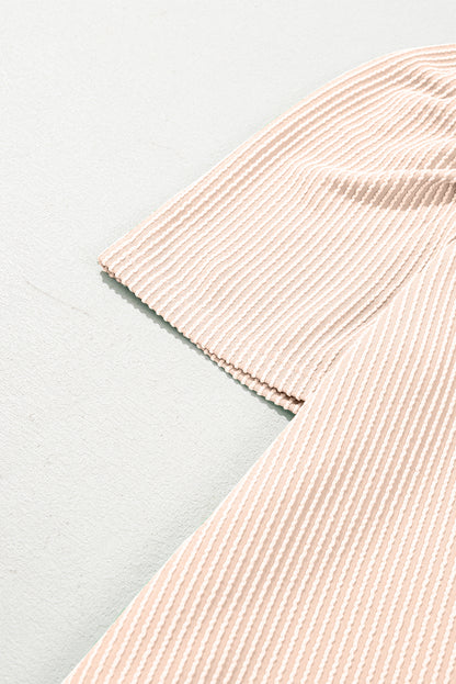 Parchment Corded Crew Neck Puff Sleeve Mini Dress