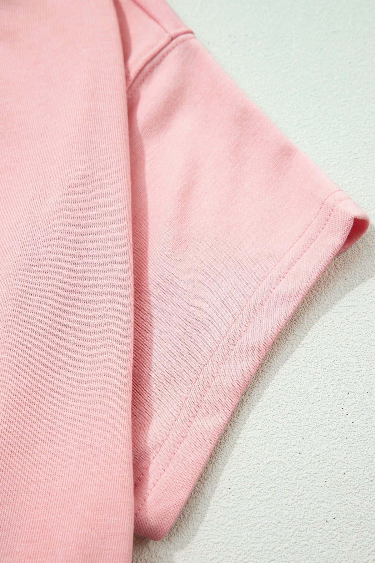 Light Pink Solid Color Loose Tee Drawstring Wide Leg Pants 2pcs Outfit