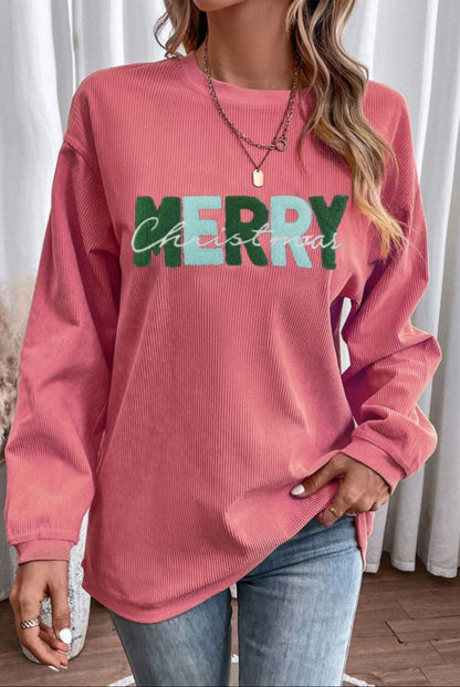 Merry Ribbed Sweatshirts