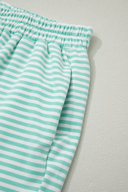 Pink Stripe Oversize Mock Neck Sweatshirt and Shorts Set