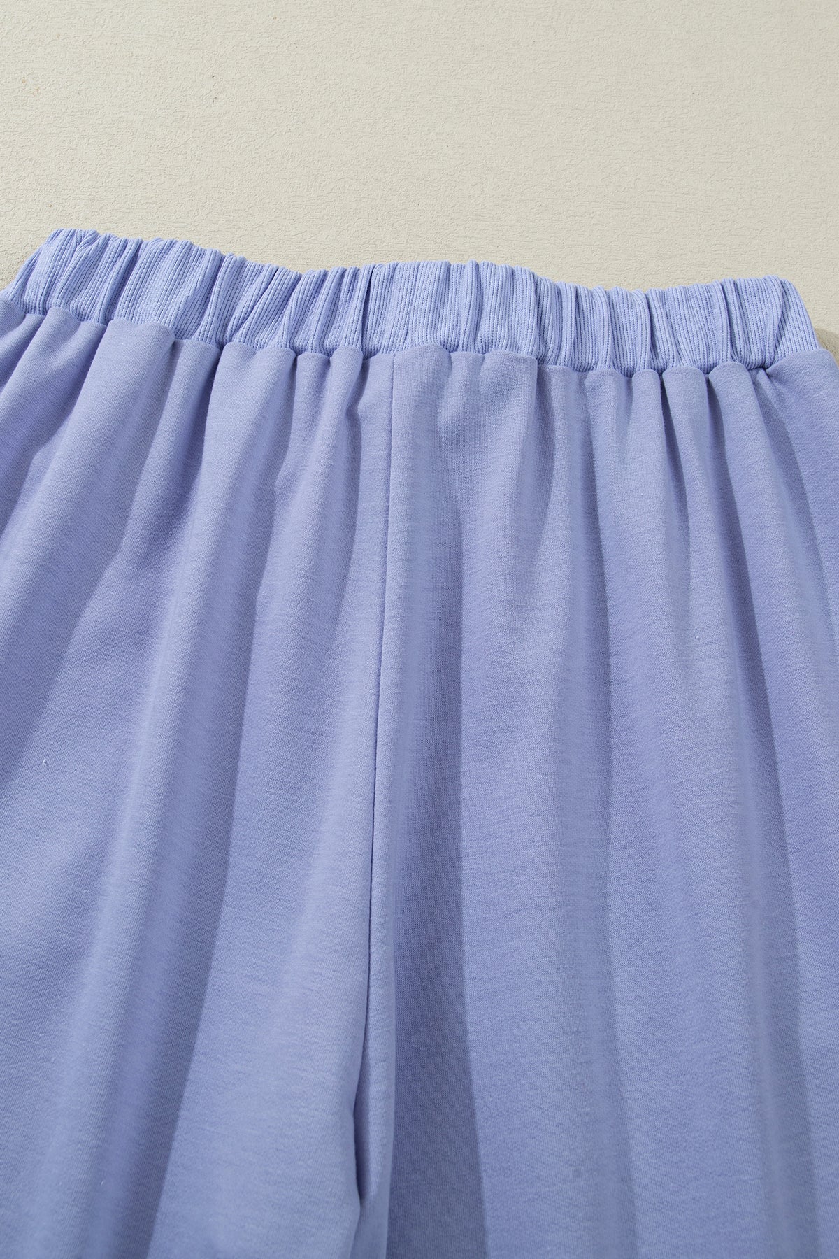Beau Blue Flounce Long Sleeve Top Drawstring Pants Contrast Velvet Bow Knot 2pcs Lounge Set