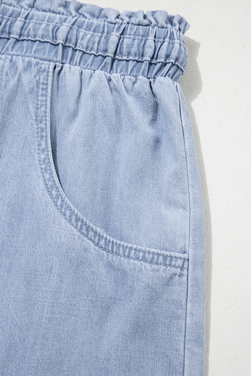 Beau Blue Pocketed Drawstring Plus Size Denim Shorts