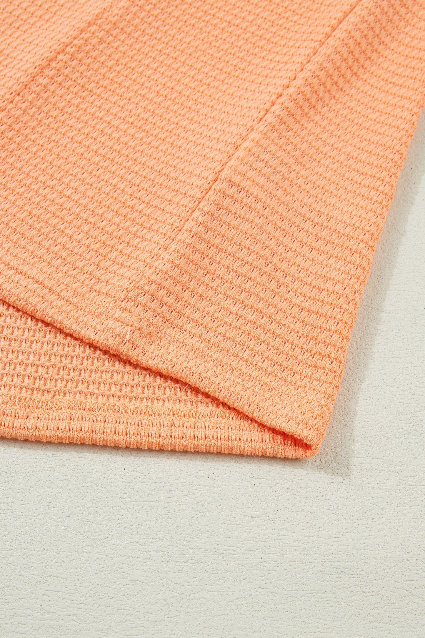 Strawberry Pink Waffle V Neck Short Sleeve Knit Top