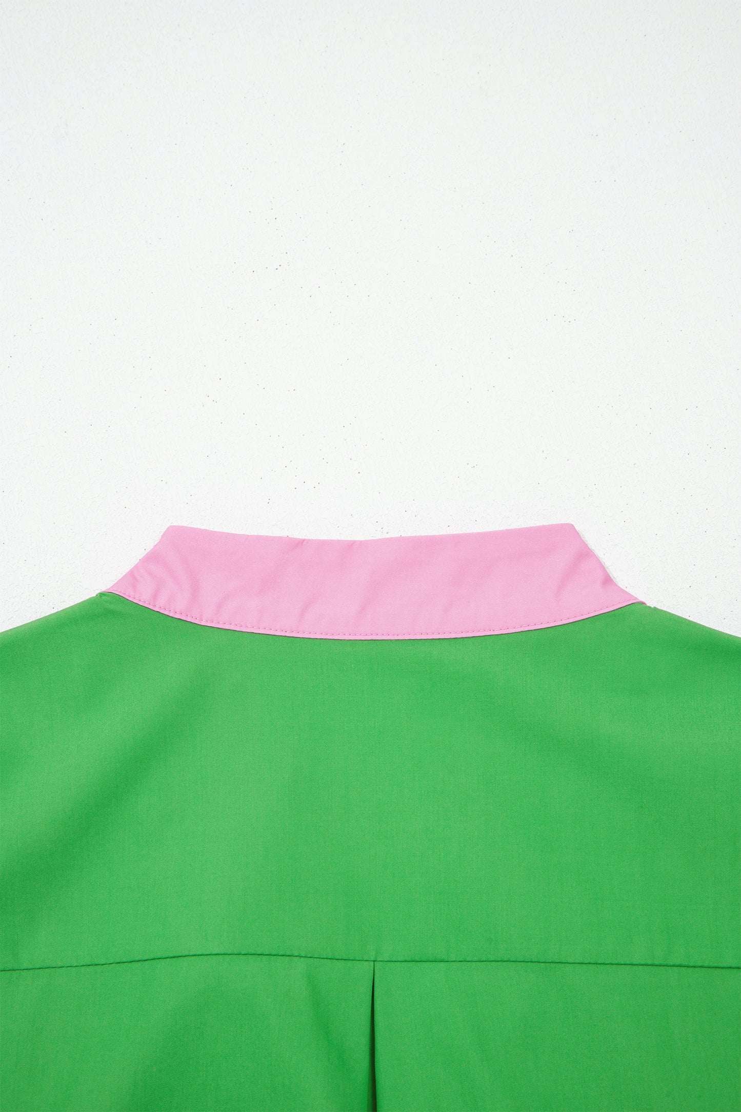 Bright Green Color Block Detail Split Neck Short Puff Sleeve Ruffle Hem Mini Dress