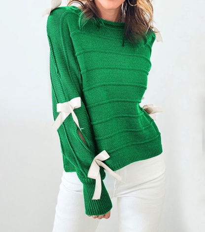 Rollneck Bow Cut Out Sweater