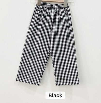 Gingham Knit Cotton Pants