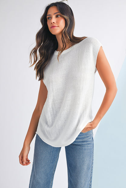 Jet Stream Solid Color Side Slits Sweater Tee