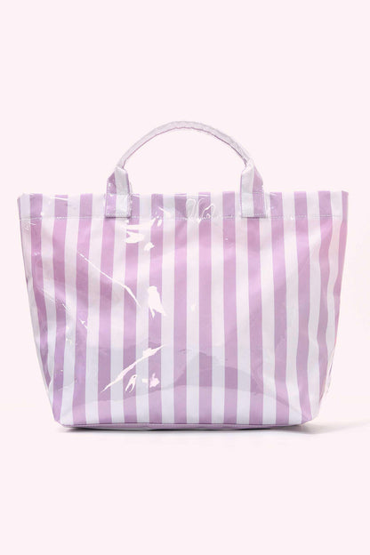 Rainbow Glossy Striped Vinyl Large Tote Bag