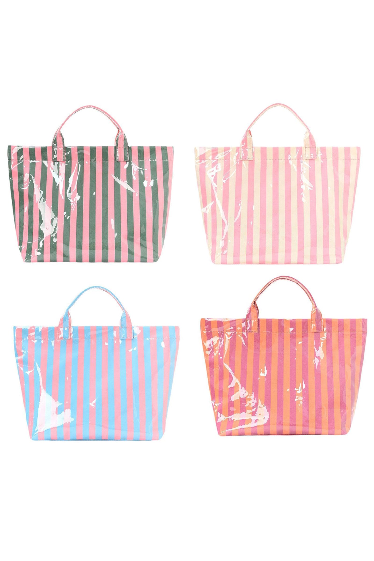 Rainbow Glossy Striped Vinyl Large Tote Bag
