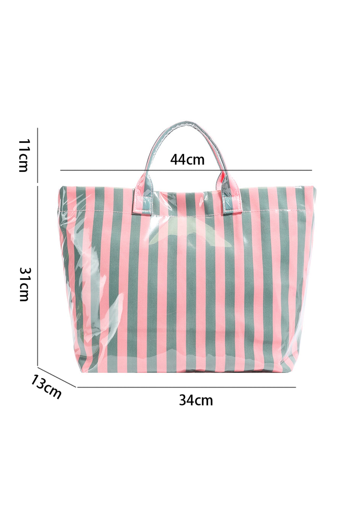 Rainbow Glossy Striped Vinyl Large Tote Bag
