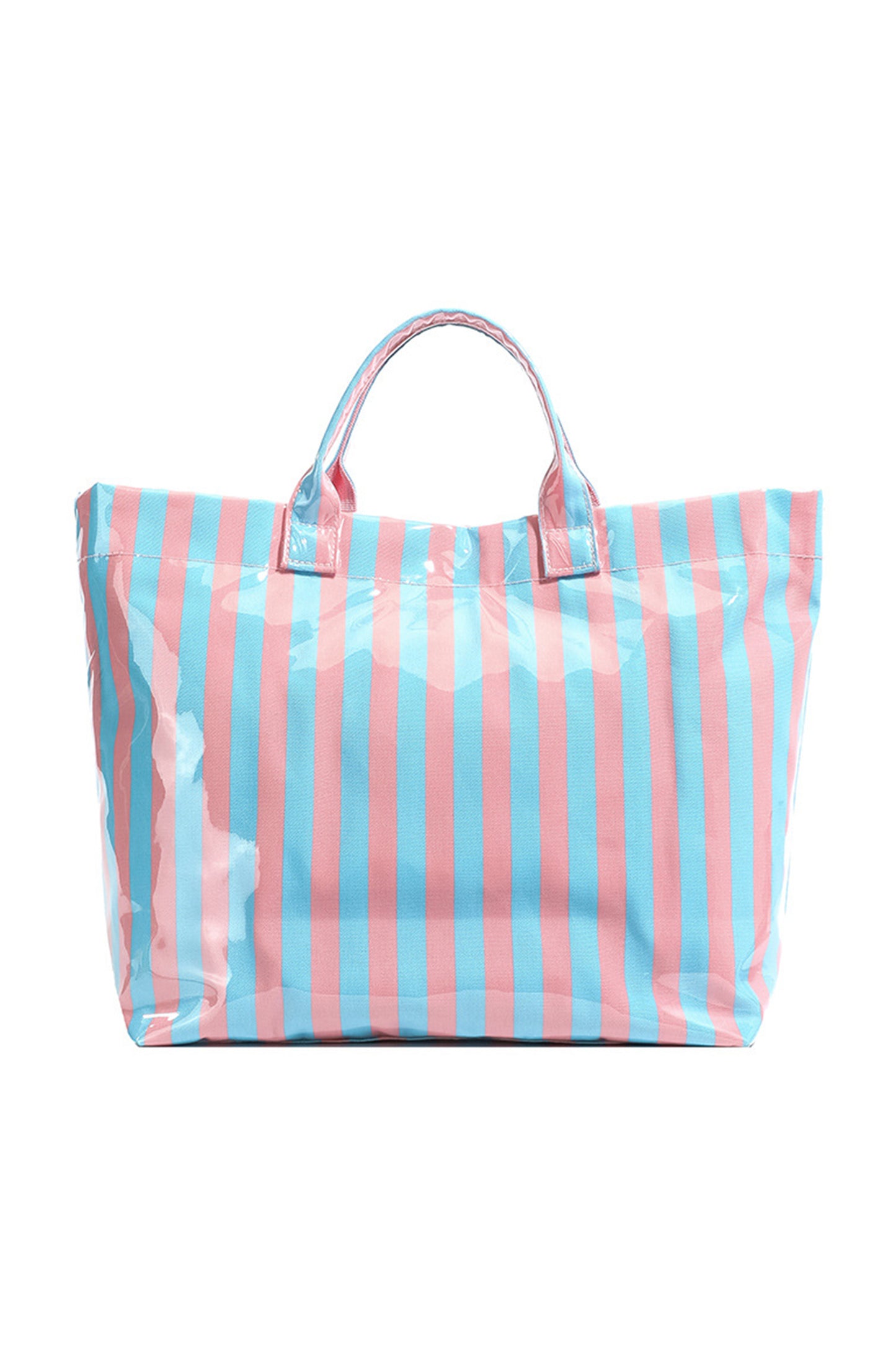 Rainbow Glossy Striped Vinyl Large Tote Bag