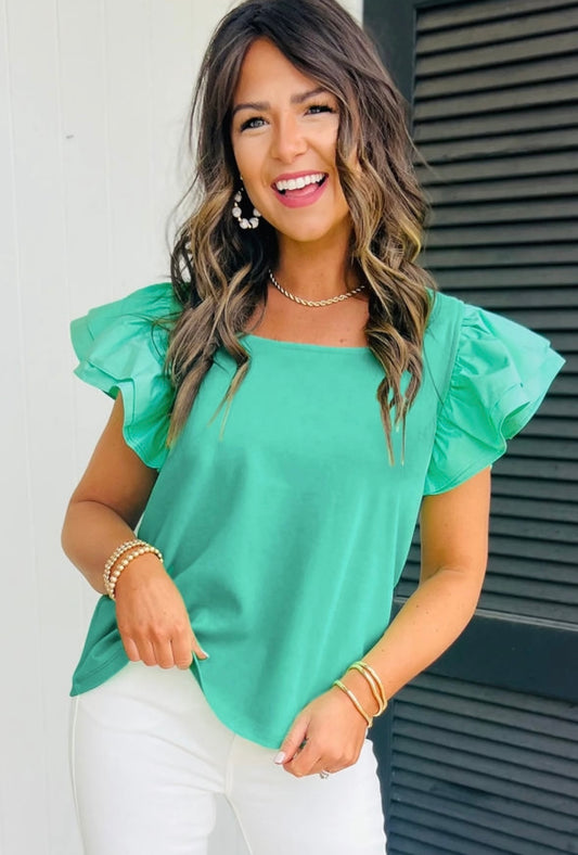 Square Neck Ruffled Top