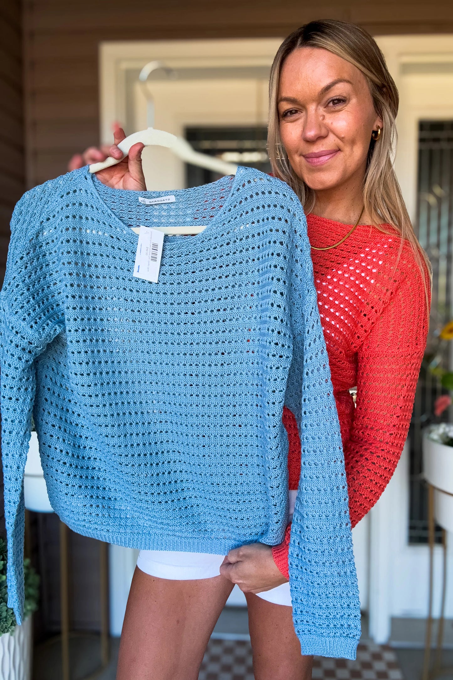 Myosotis Carlotta Wide Neck Crochet Sweater