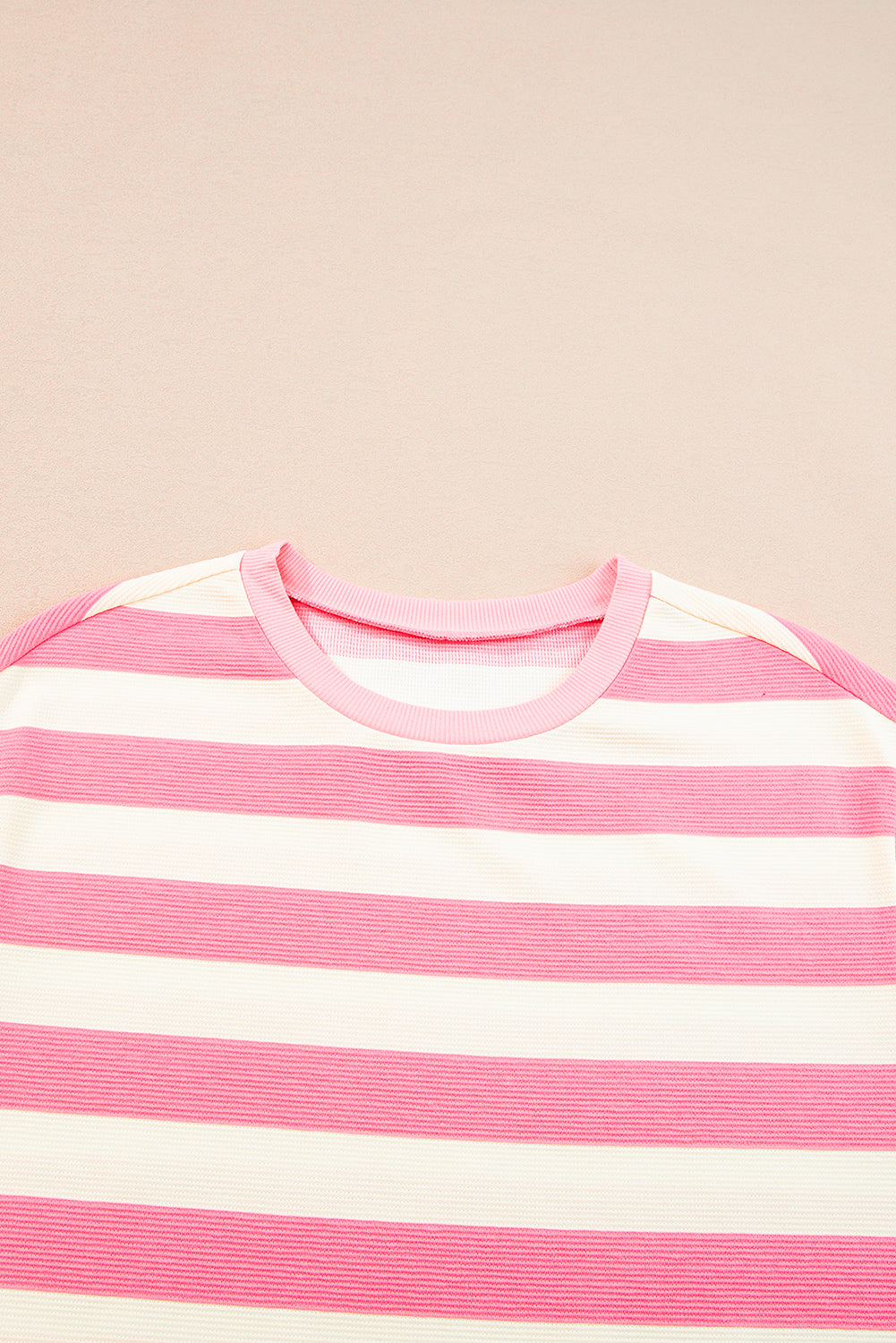 Khaki Stripe Cap Sleeve Shift T Shirt Dress