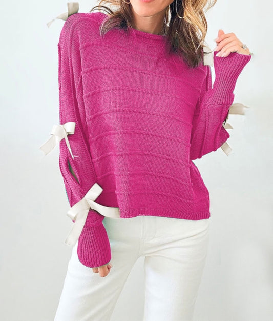 Rollneck Bow Cut Out Sweater